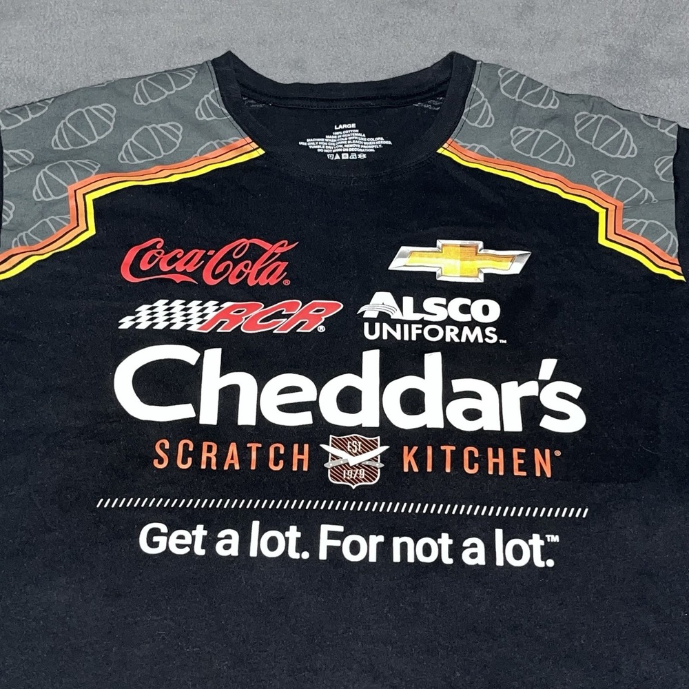 Cheddar's Scratch Kitchen Shirt Men's Lg Nascar Pit Crew Sponsor Coco-Cola RCR